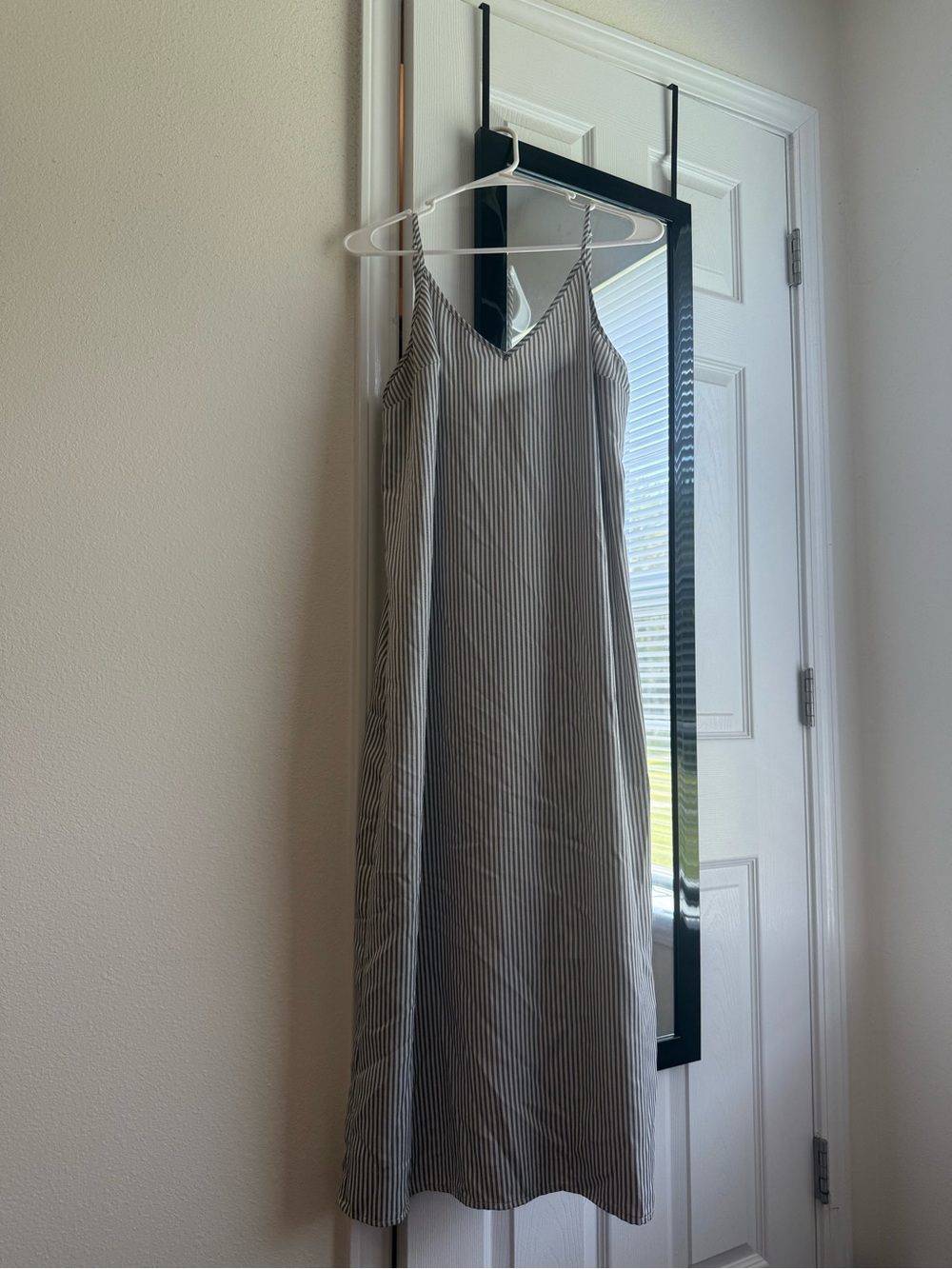 a new day Black and White Pinstripe Midi Slip Dress